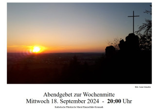 ökumenisches Abendgebet am Mittwoch, 18.9.2024, 20:00 Uhr