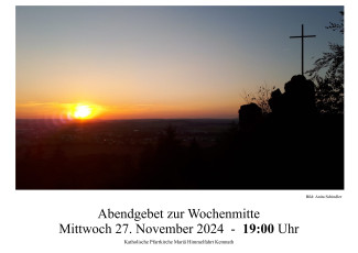ökumenisches Abendgebet am Mittwoch, 27.11.2024, 19:00 Uhr