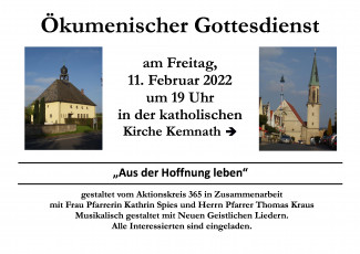 Plakat des ökumenischen Gottesdienstes in Kemnath am 11.2.2022
